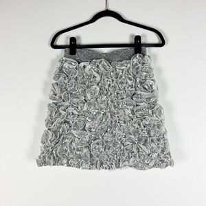 NEW Mare Mare x Anthropologie 3D Silver Sequin Tulle Embellished Mini Skirt XS
